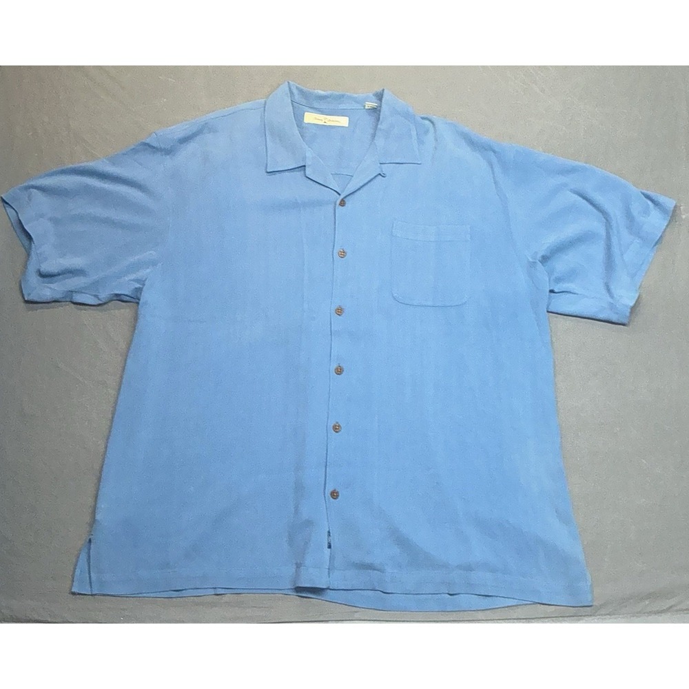 Tommy Bahama Shirt Mens XXL Silk Hawaiian Button Up Short Sleeve Blue